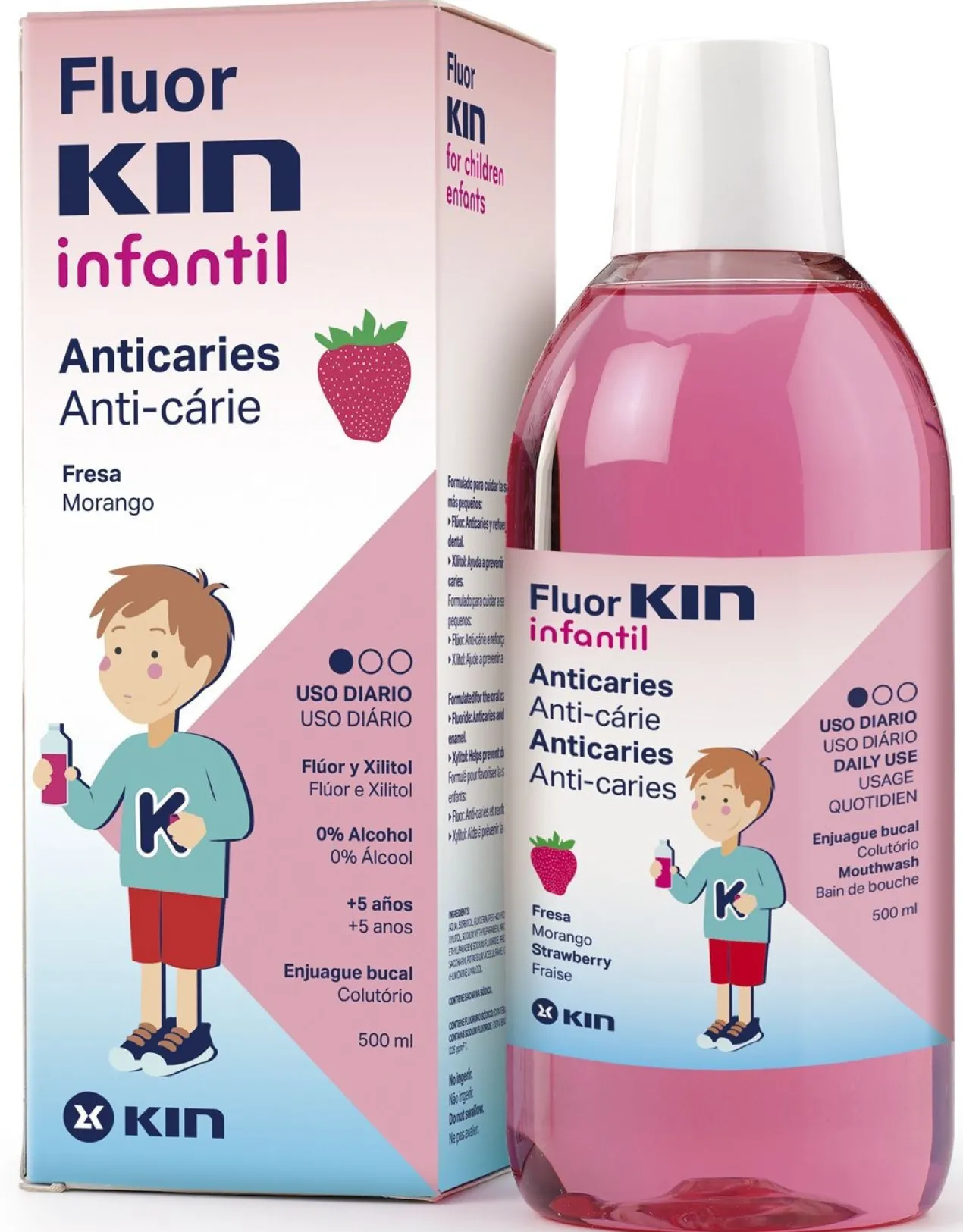 Bain de Bouche Enfant Fraise Fluor Kin