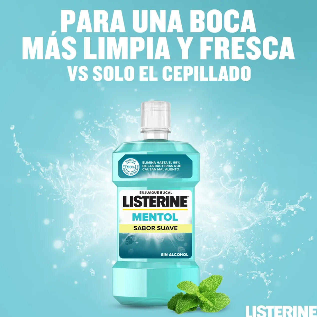 Bain de Bouche Menthol Goût Doux Zéro Alcool