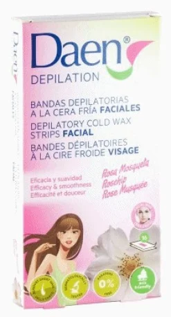 Bande dépilatoire visage cire froide à la rose musquée