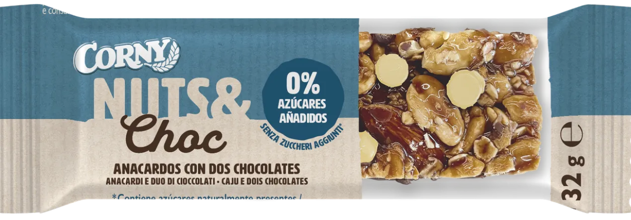 Barres Noix & Choc au Cajou avec 2 Chocolats