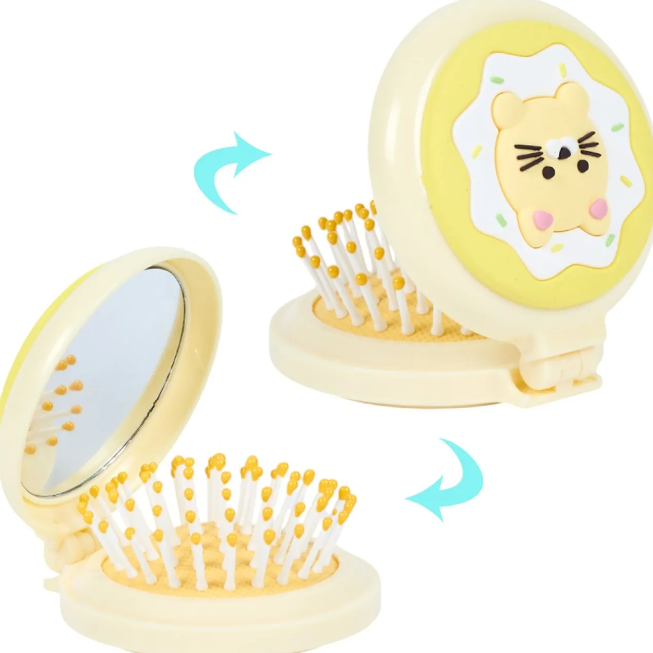 Brosse de Poche avec Miroir Kawaii