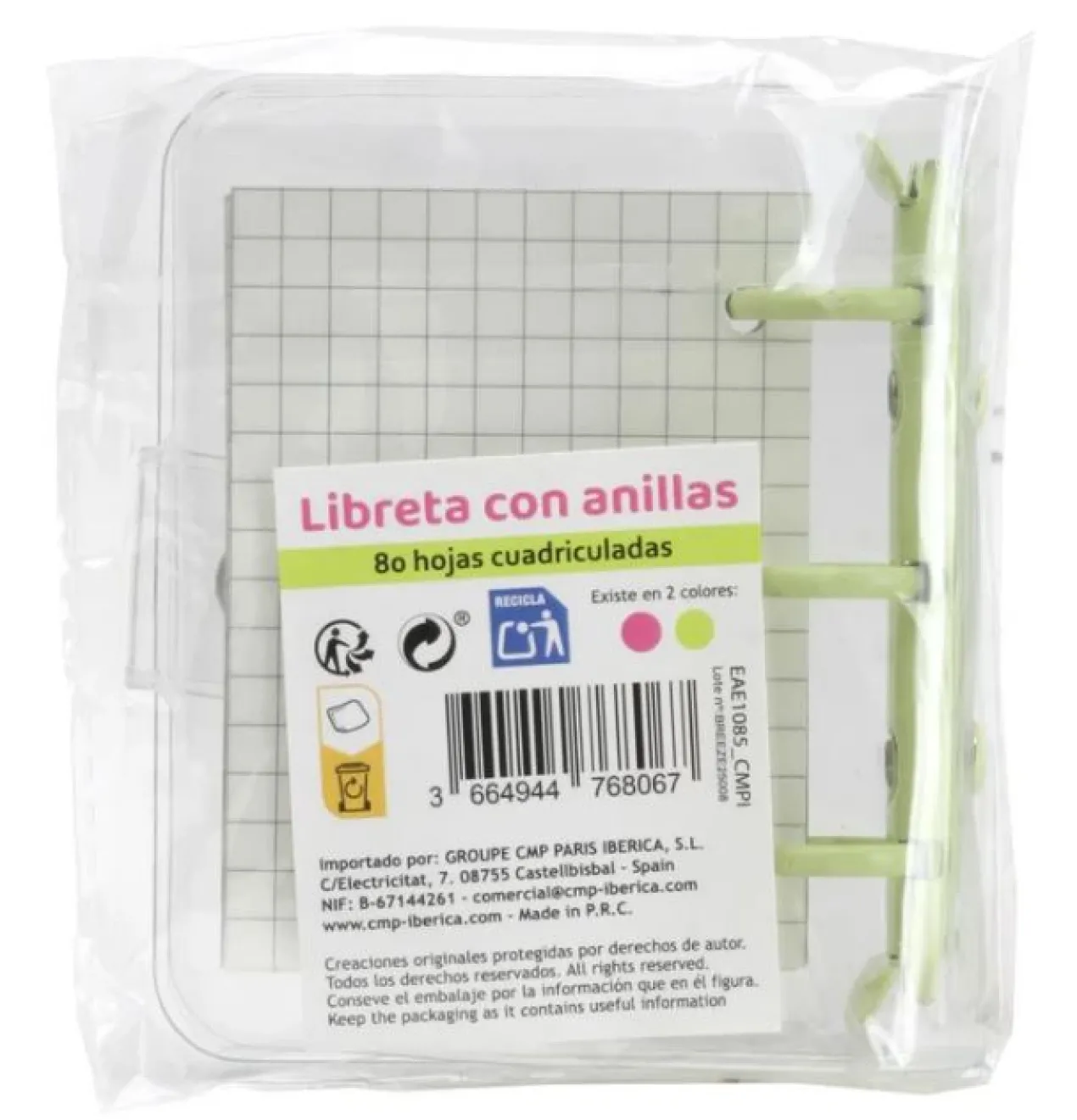 Carnet à Anneaux Couverture Plastique