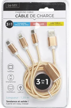 Câble USB 3-en-1 MICRO USB-T C