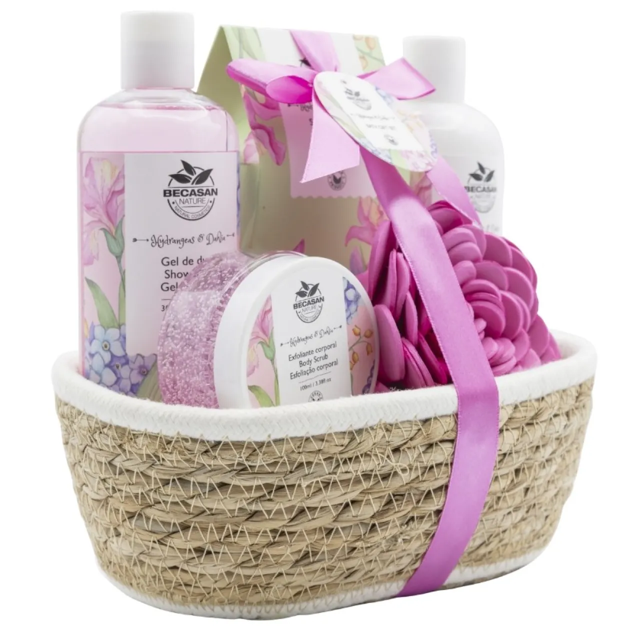 Coffret Bain Panier en Osier Parfum Floral