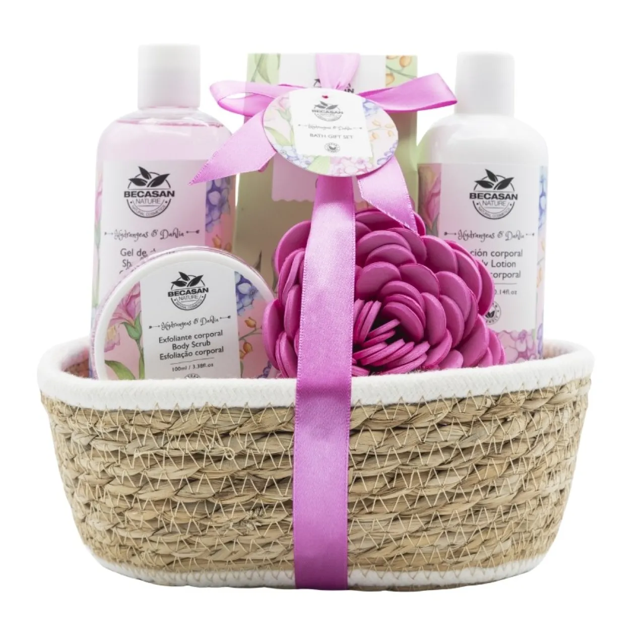 Coffret Bain Panier en Osier Parfum Floral
