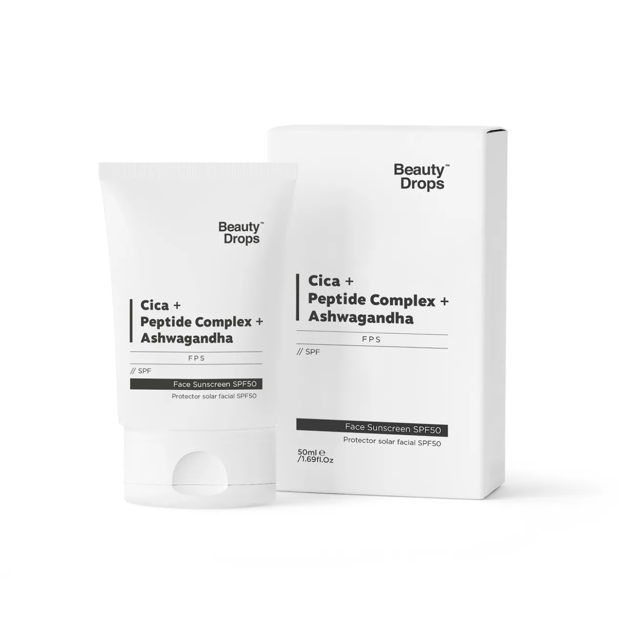 Écran Solaire Cica + Complexe de Peptides + Ashwagandha SPF50