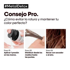 Crème sans rinçage Metal Detox – Tous types de cheveux – Protection thermique, anti-casse et force