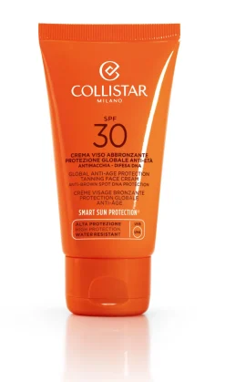 Crème solaire bronzante anti-âge visage