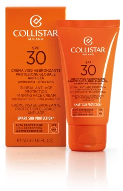 Crème solaire bronzante anti-âge visage