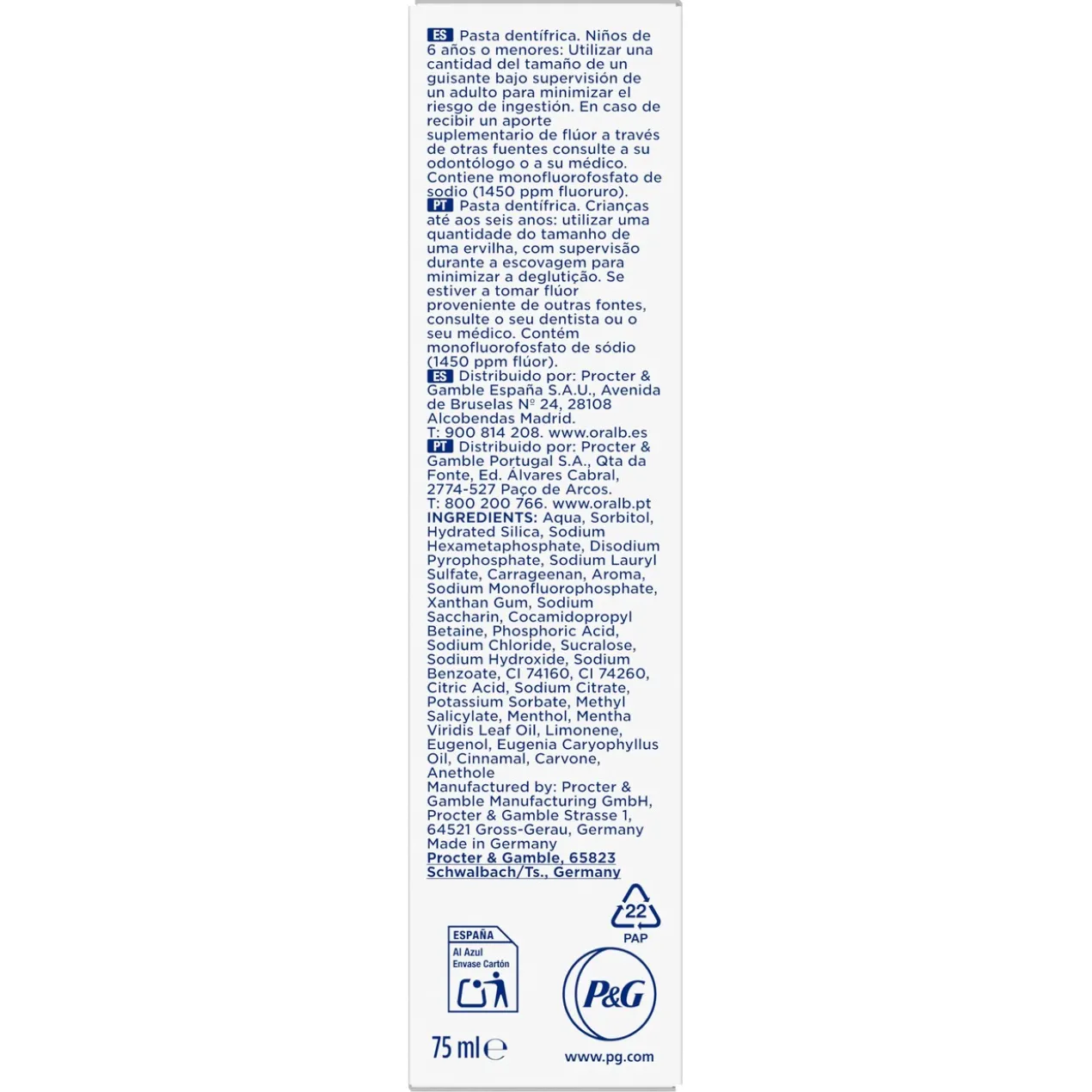 Dentifrice Oral-B Pro 3D White Clinical Blancheur Radieuse