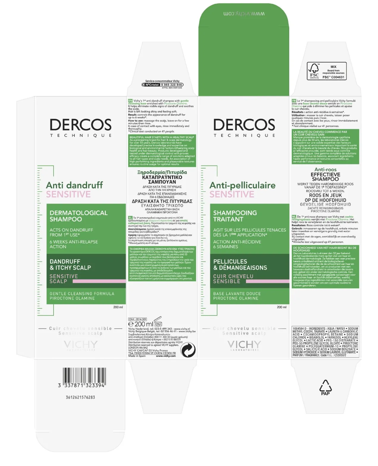 Dercos Shampoing Antipelliculaire Sensible