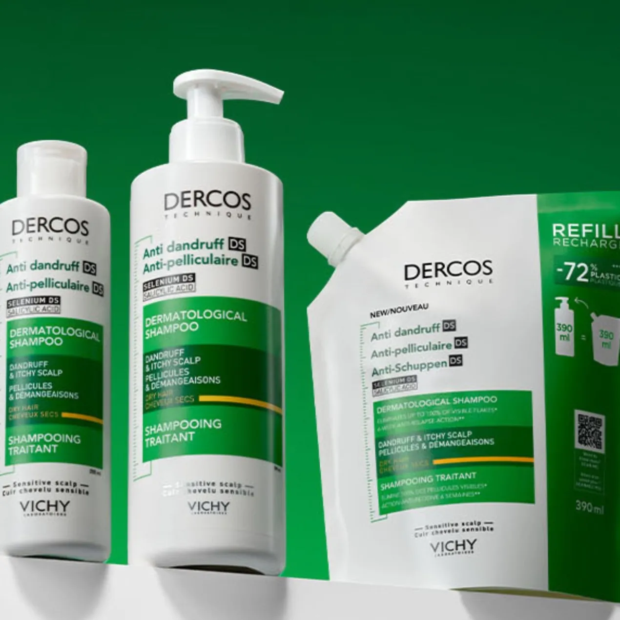 Dercos Technique Ecorefill Shampoing antipelliculaire pour cheveux secs