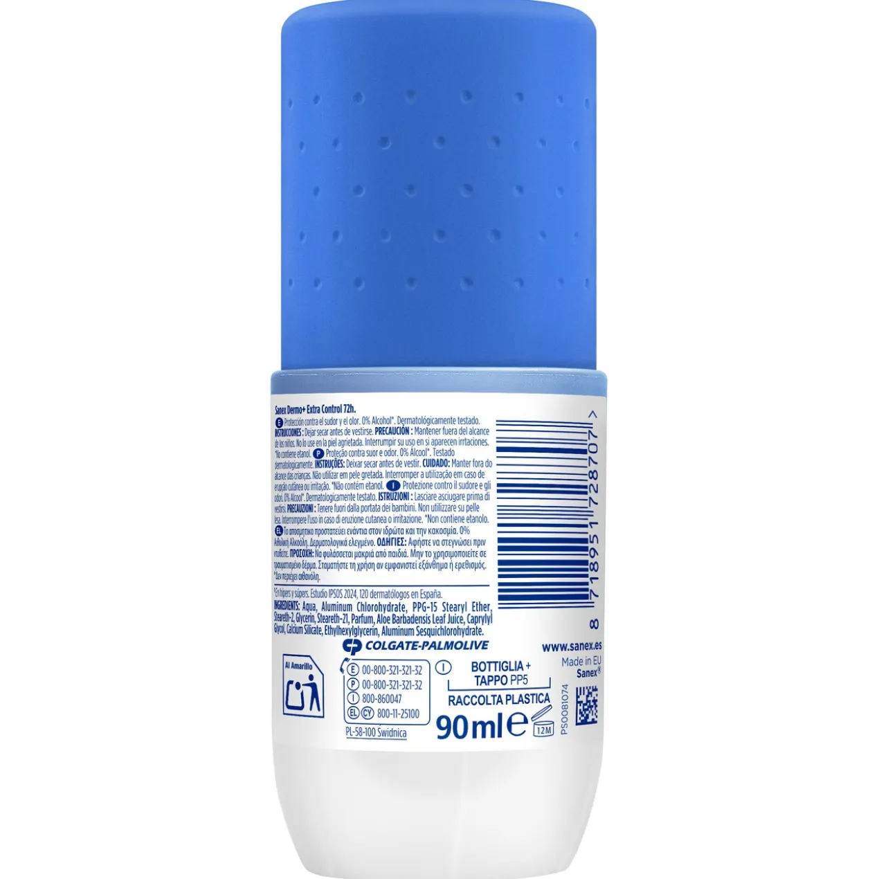 Déodorant Roll-On Dermo+ Extra Control 72h Antitranspirant