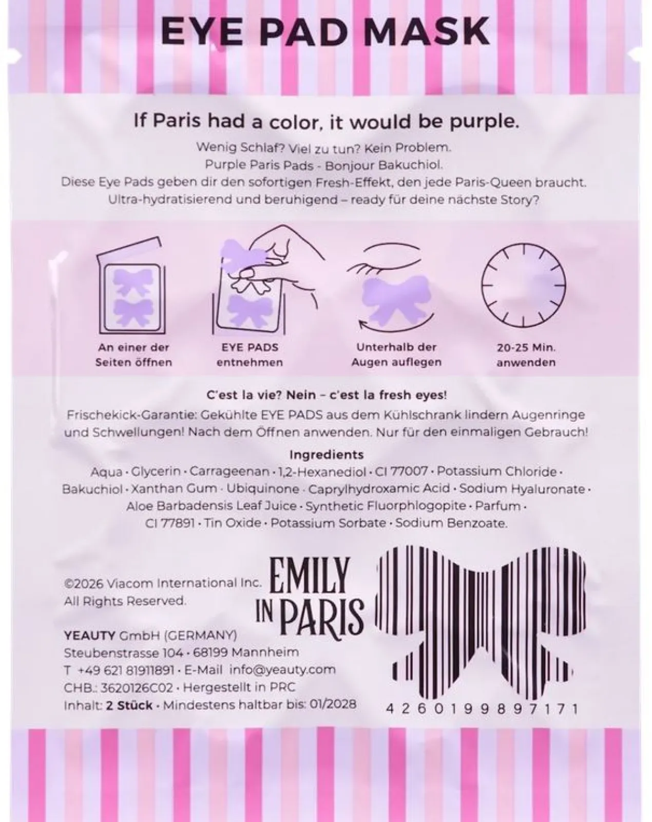 Emily in Paris Patchs Yeux Bow au Bakuchiol