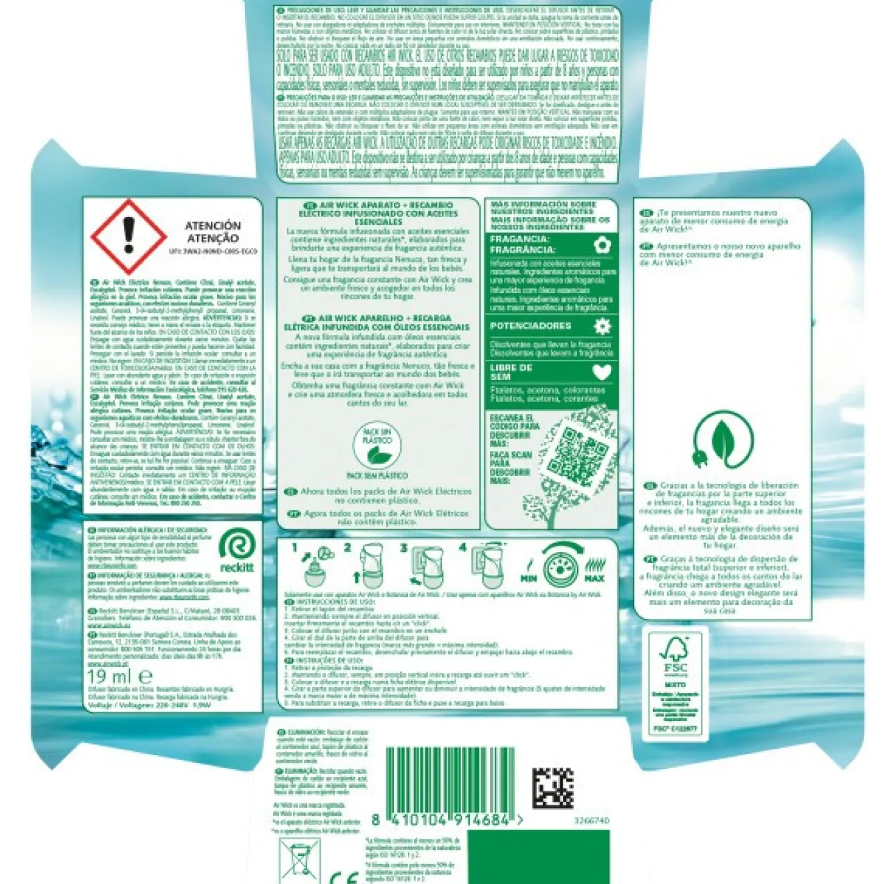 Essentials Oils Désodorisant Électrique Nenuco Diffuseur Électrique et Recharge