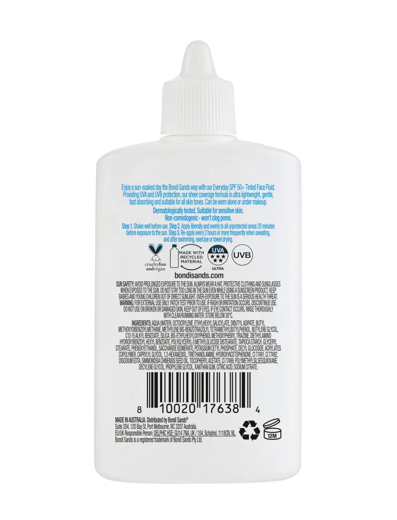 Fluide Visage Teinté Sans Parfum SPF50+