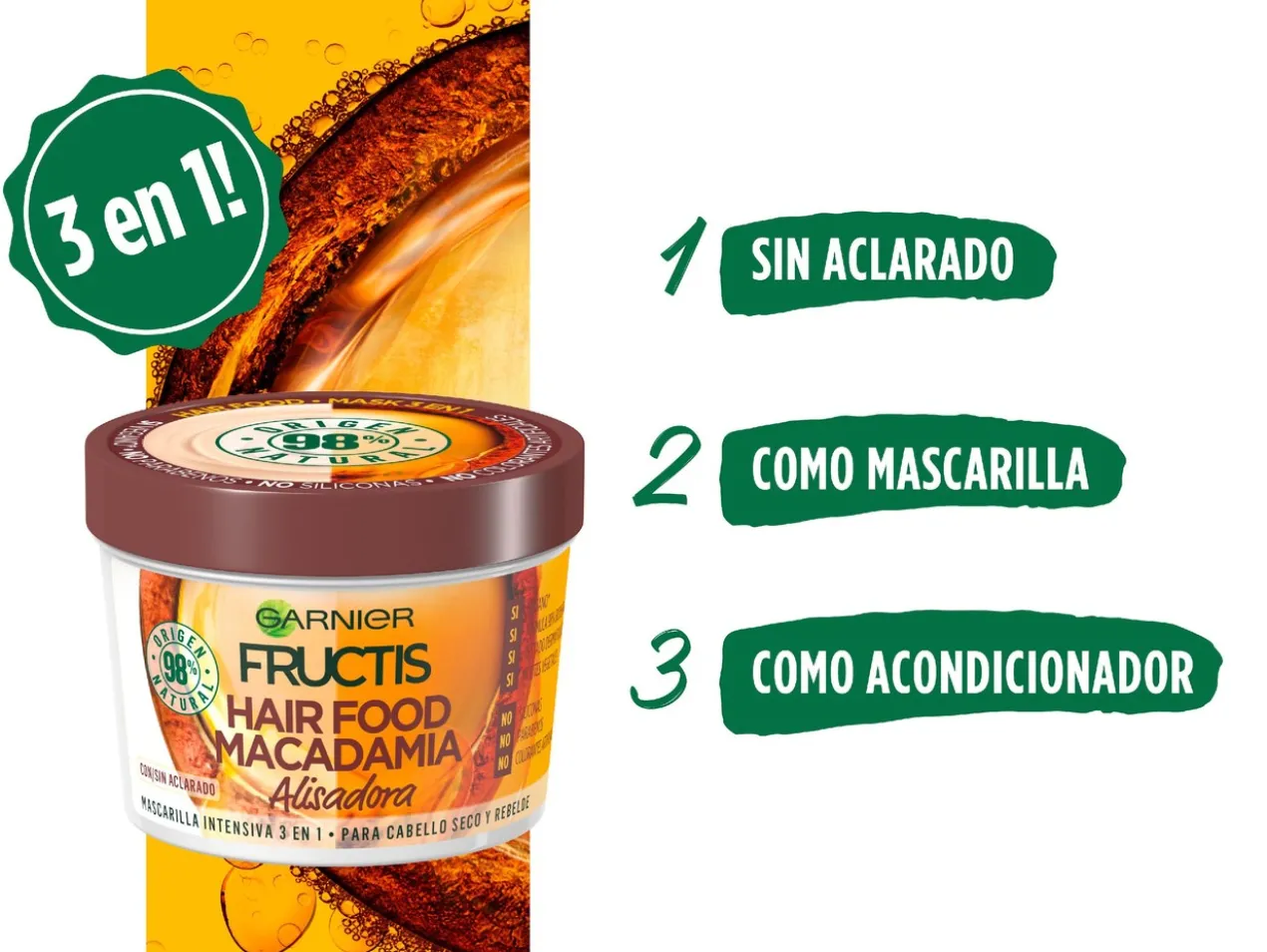 Fructis Hair food Masque 3 en 1 Macadamia