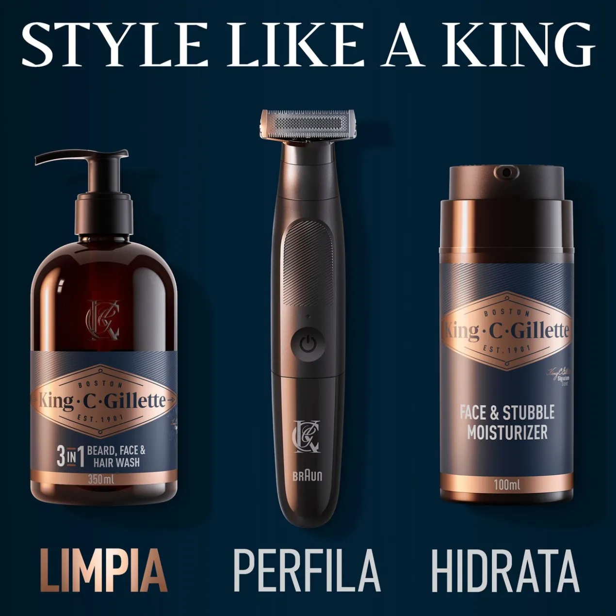Gel Nettoyant Barbe et Visage King C. Gillette