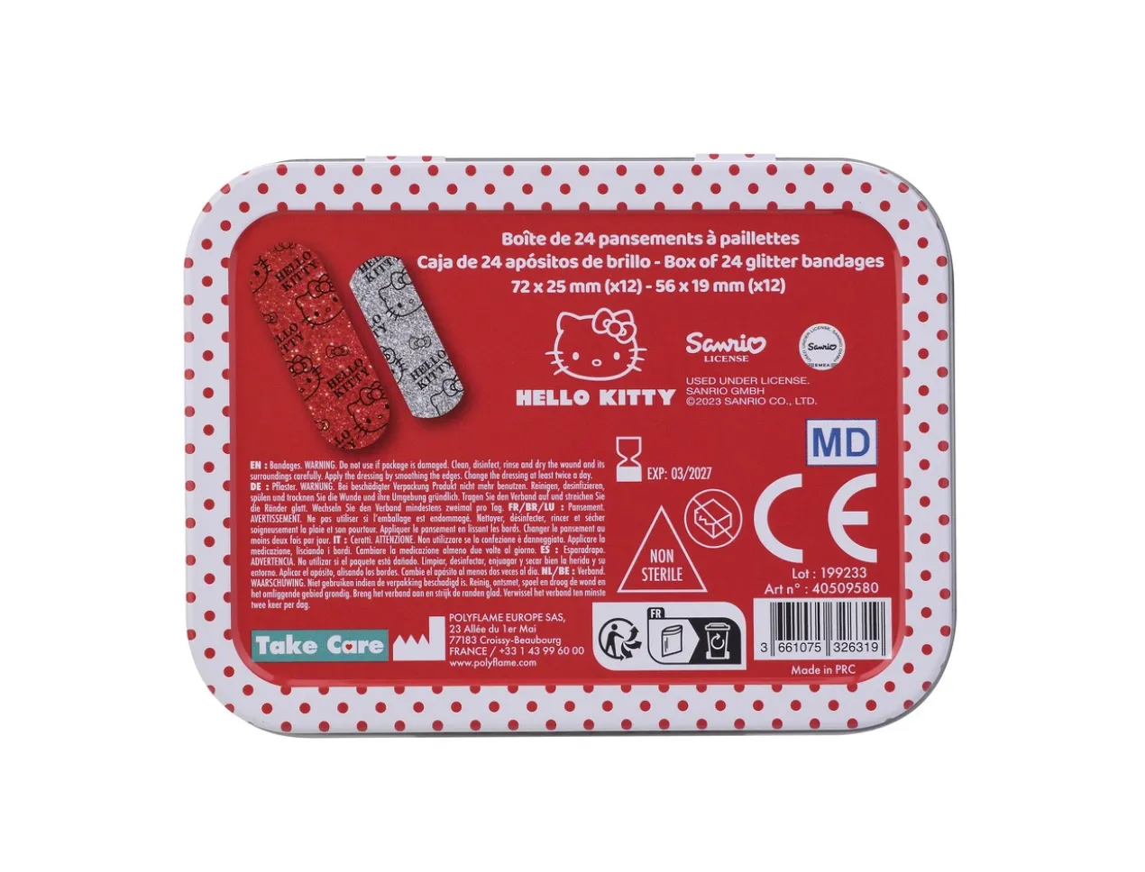 Hello Kitty Boîte de Pansements Brillants pour Enfants