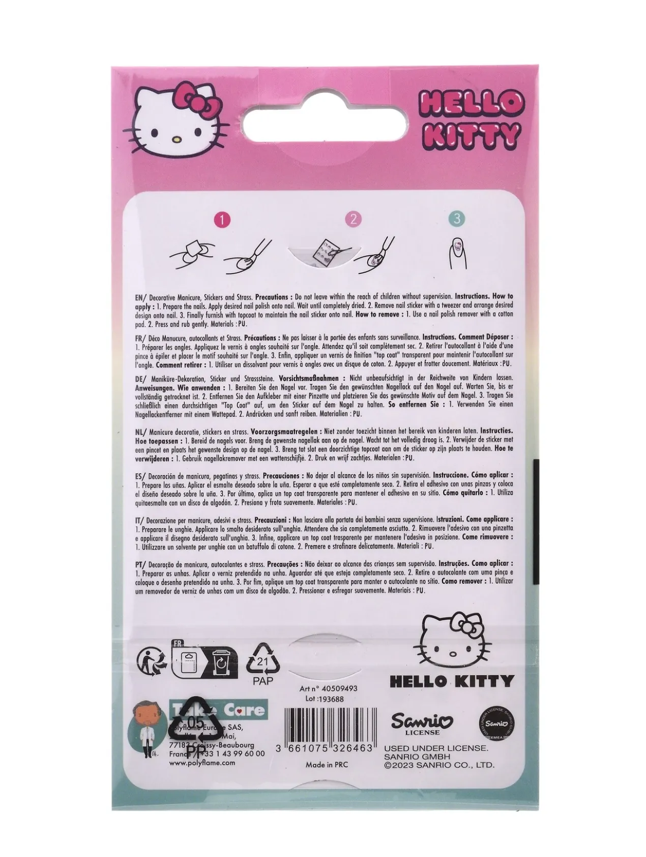 Hello Kitty Stickers et Strass pour Décoration d'Ongles