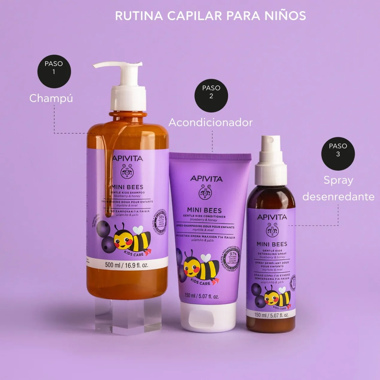 Kids Mini Bees Shampoing Doux Myrtille et Miel