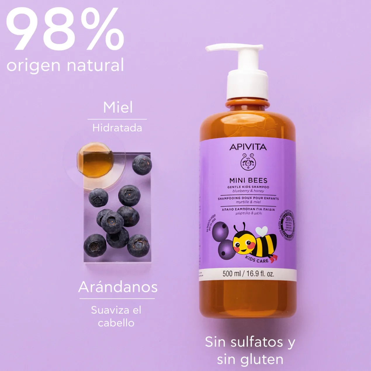 Kids Mini Bees Shampoing Doux Myrtille et Miel