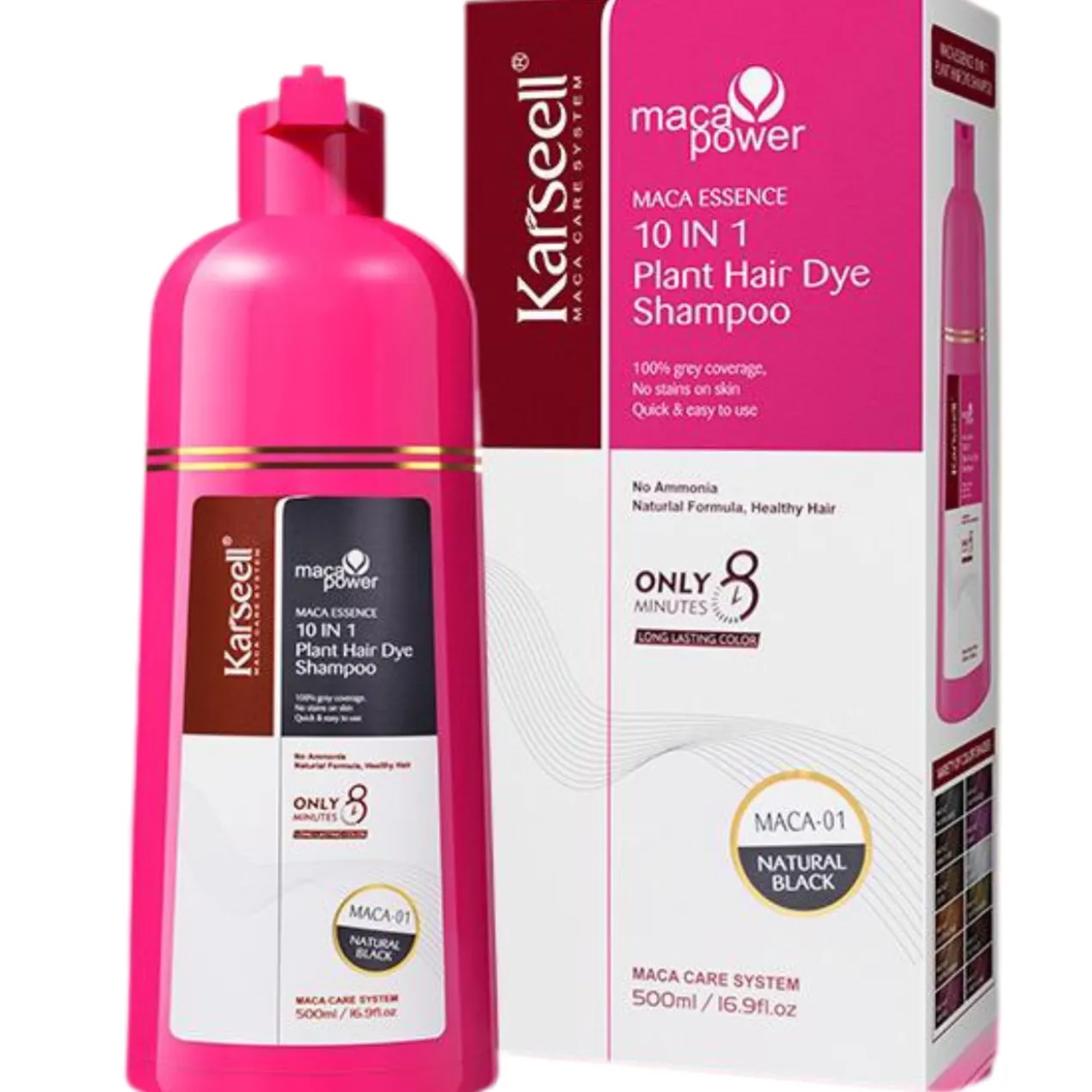 Maca Essence Shampoing Colorant 10 en 1 Châtain Clair