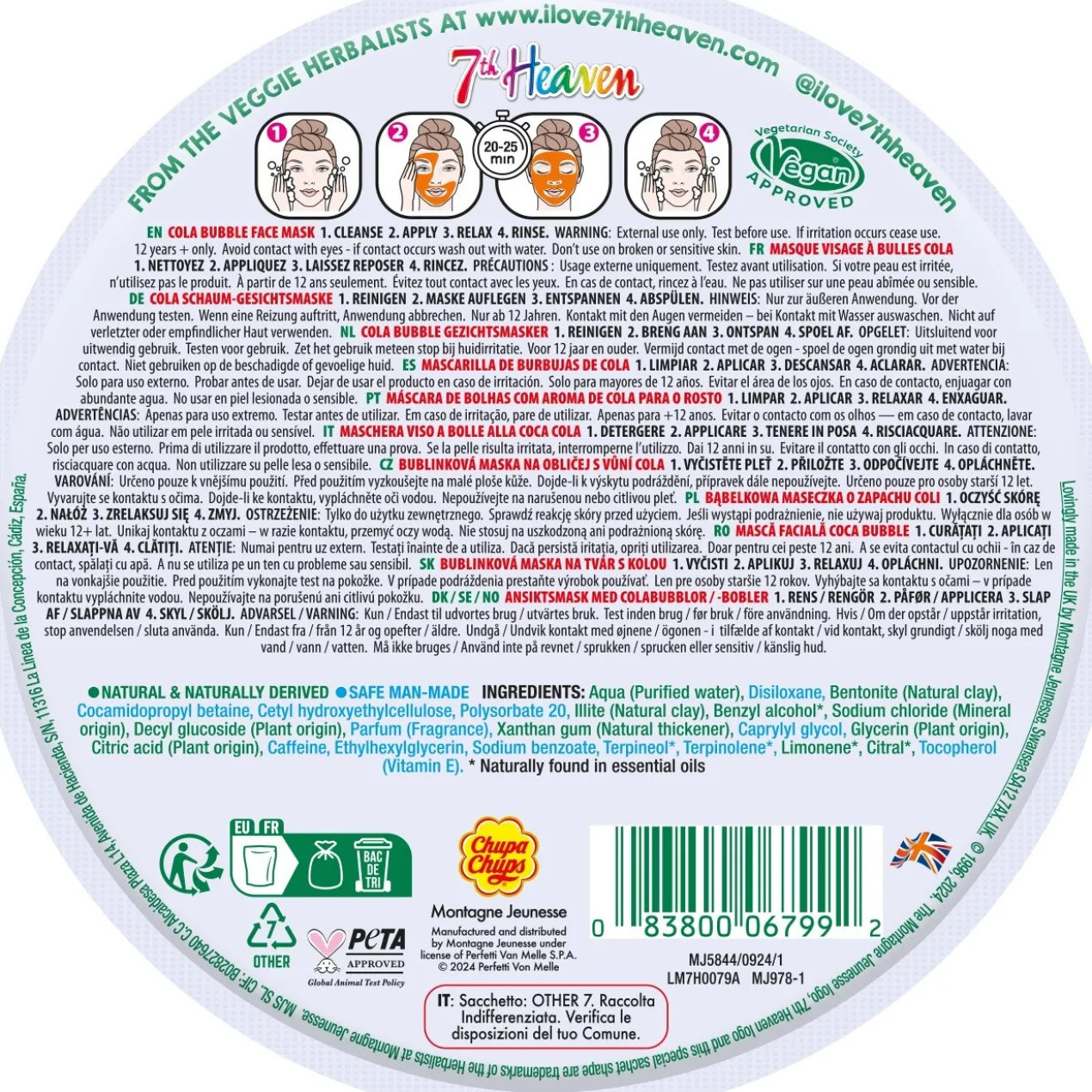Masque Facial Gelée Chupa Chups au Cola