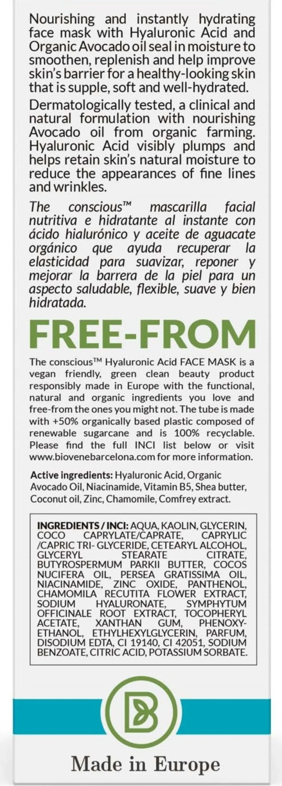Masque Visage Hydratant à l’Acide Hyaluronique