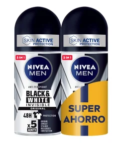 Men Black & White Invisible Original Deodorant Duplo Économie