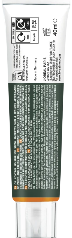 Men Expert Derma Control Oil Control Hydratant FPS30