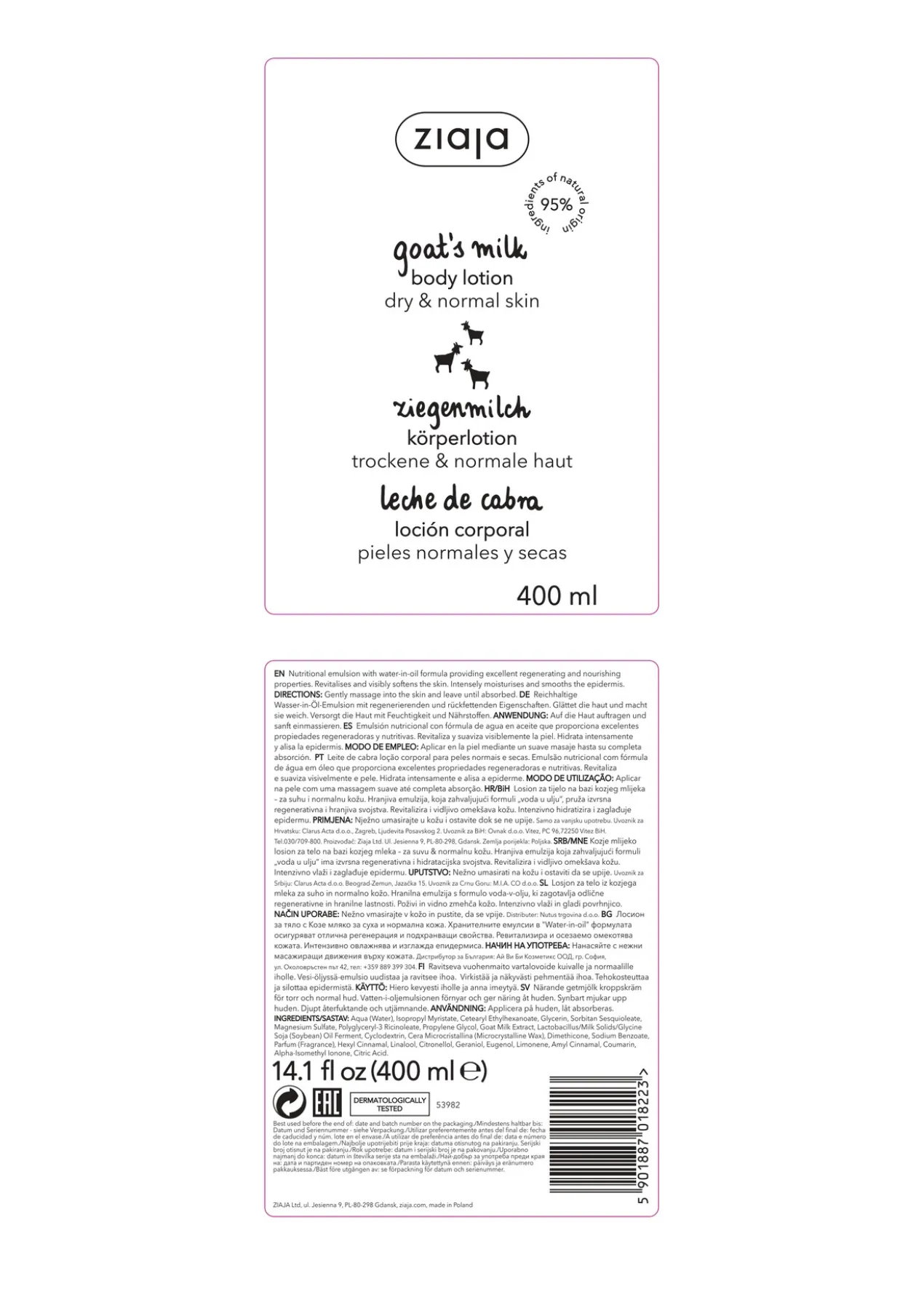 Émulsion corporelle au lait de chèvre