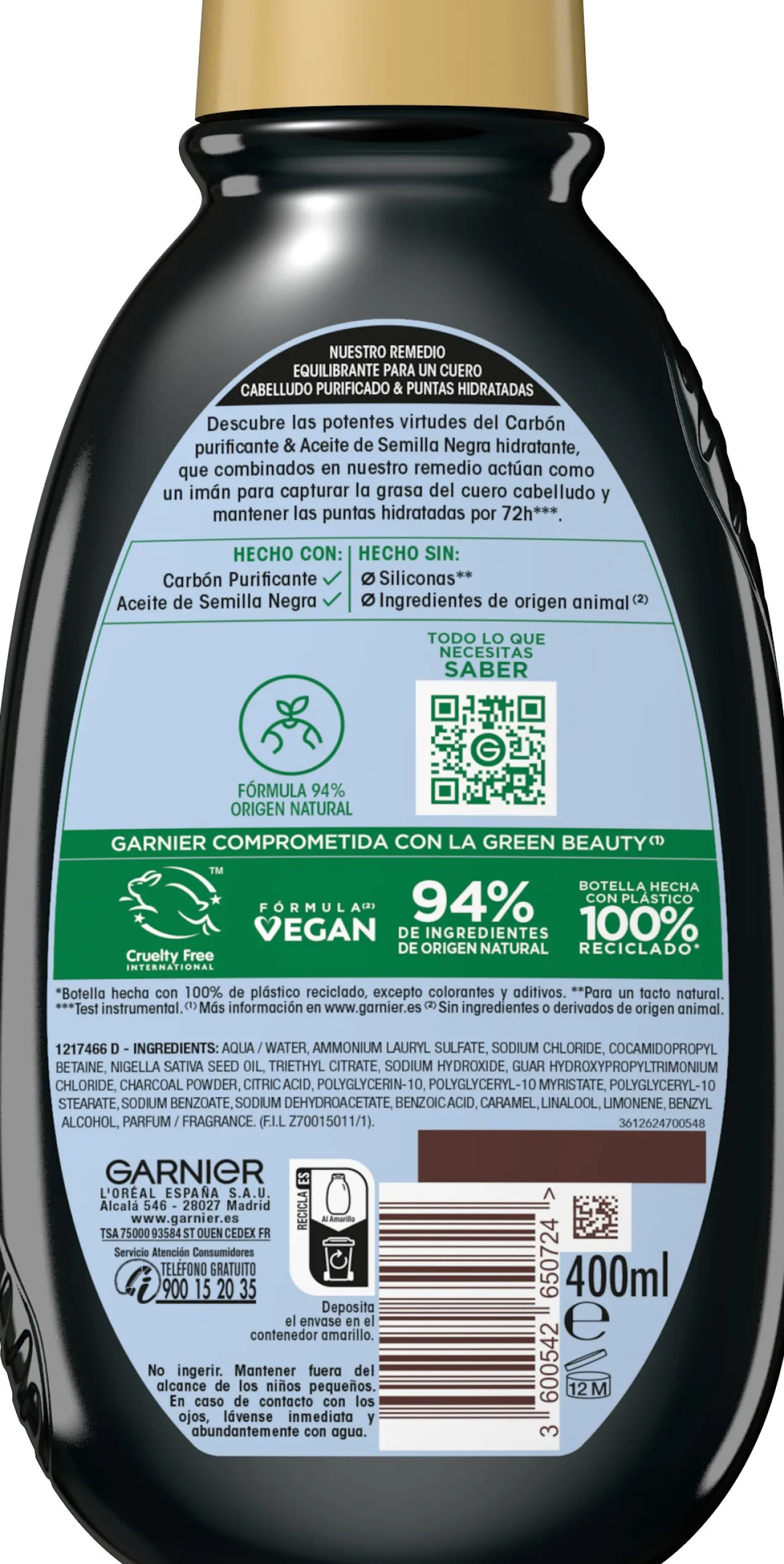 Original Remedies Charbon Magnétique Shampoing Équilibrant pour cheveux gras