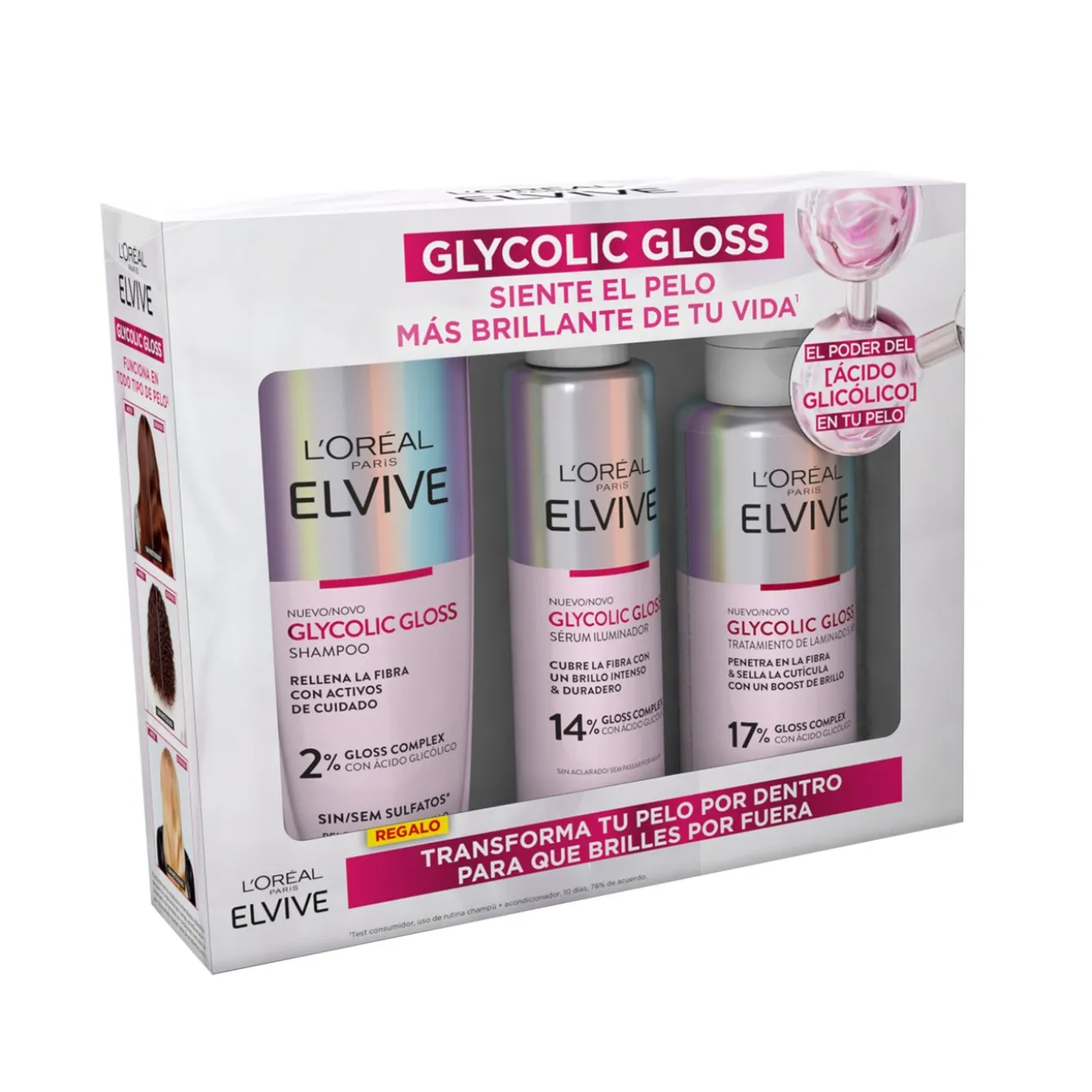 Pack Elvive Glycolic Gloss Shampoing + Traitement Laminage + Sérum
