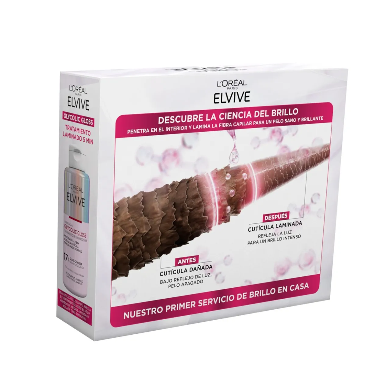 Pack Elvive Glycolic Gloss Shampoing + Traitement Laminage + Sérum