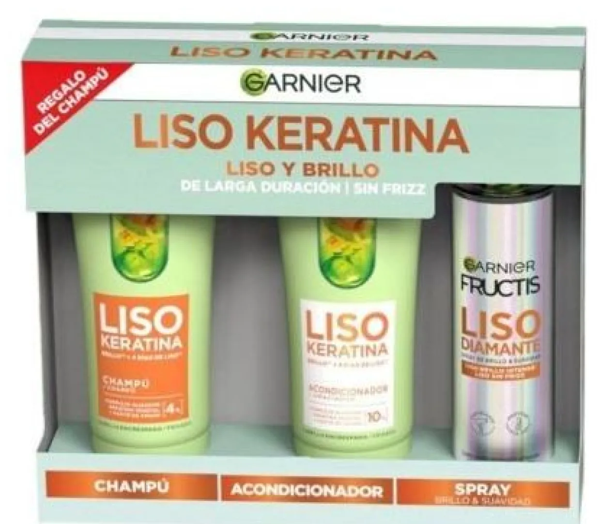 Pack Fructis Liso Keratina Shampoing + Après-shampoing + Spray Liso Diamante