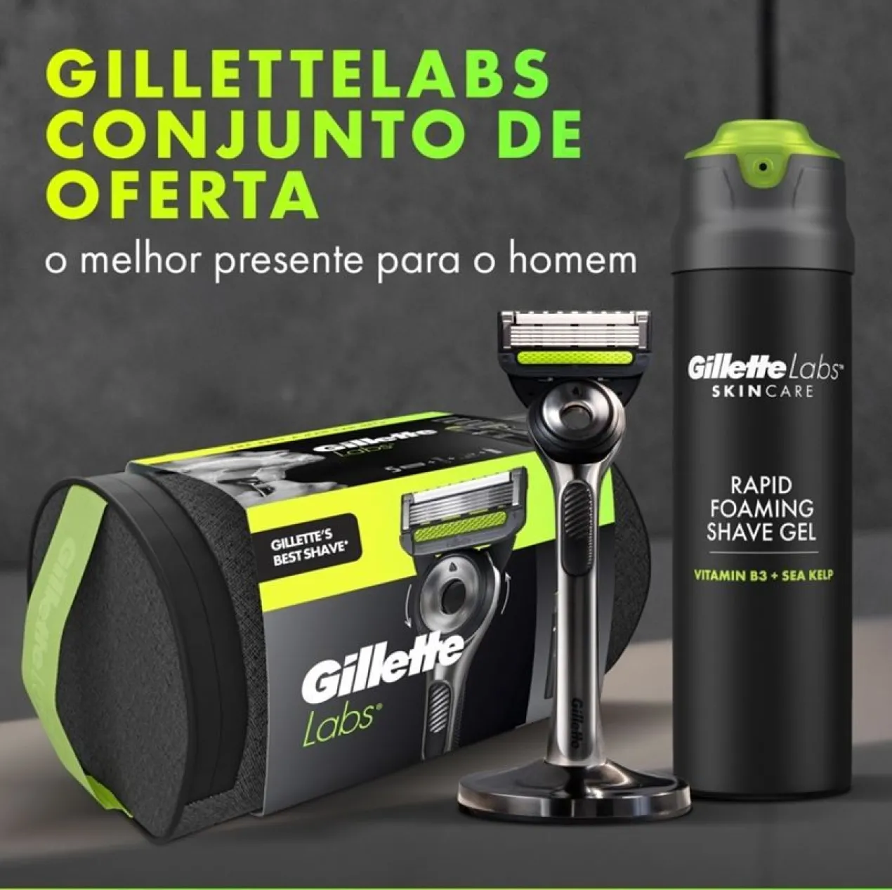 Pack GilletteLabs Rasoir + Lames de Rechange + Gel + Support