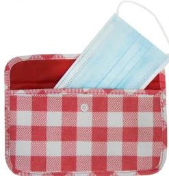 Pochette Porte-Masques en Tissu à Carreaux Vichy Rouges