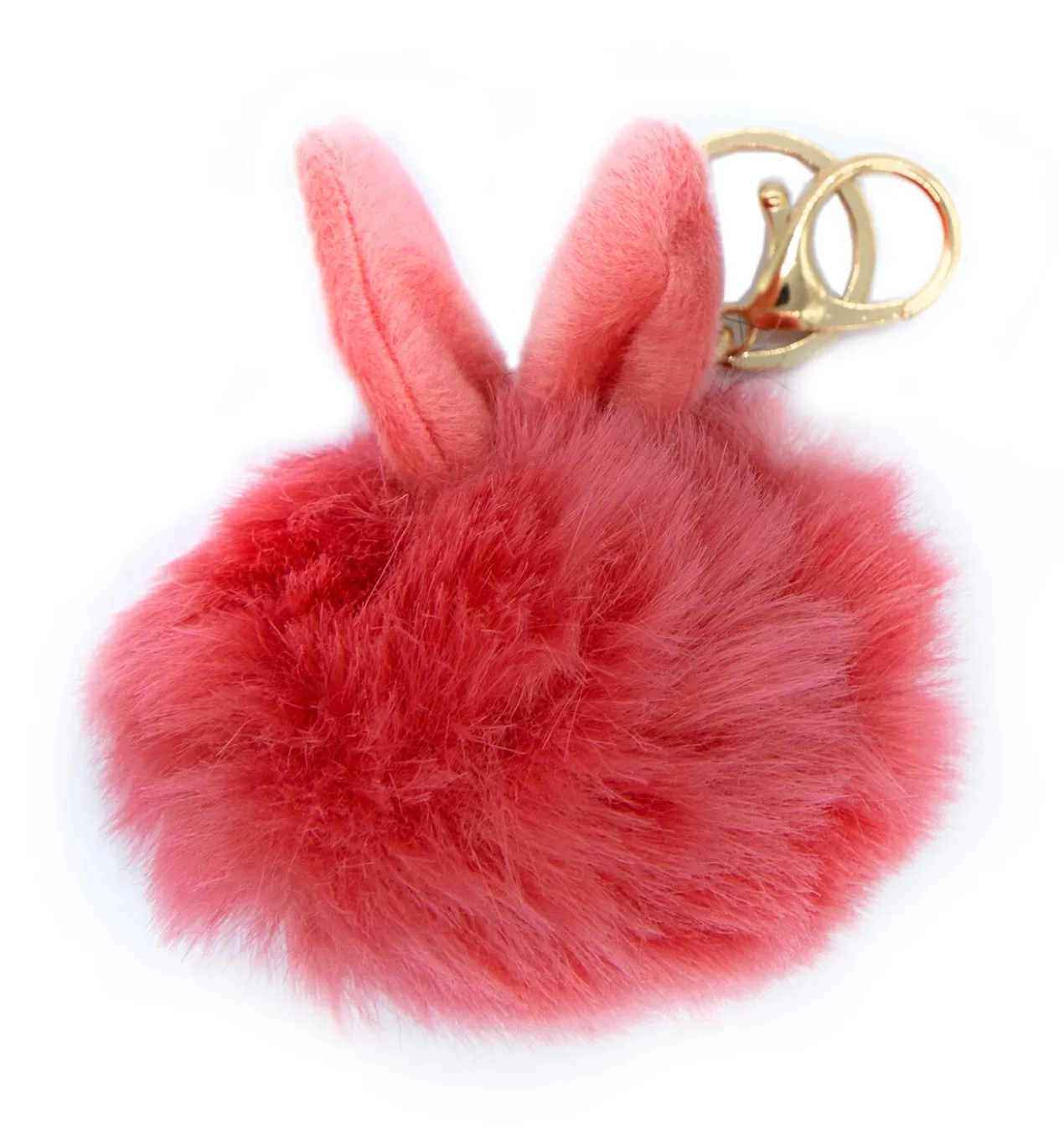 Porte-clés Boule de Poils avec Oreilles Fuchsia