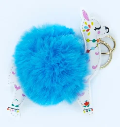 Porte-clés Boule de Poils Lama Bleu