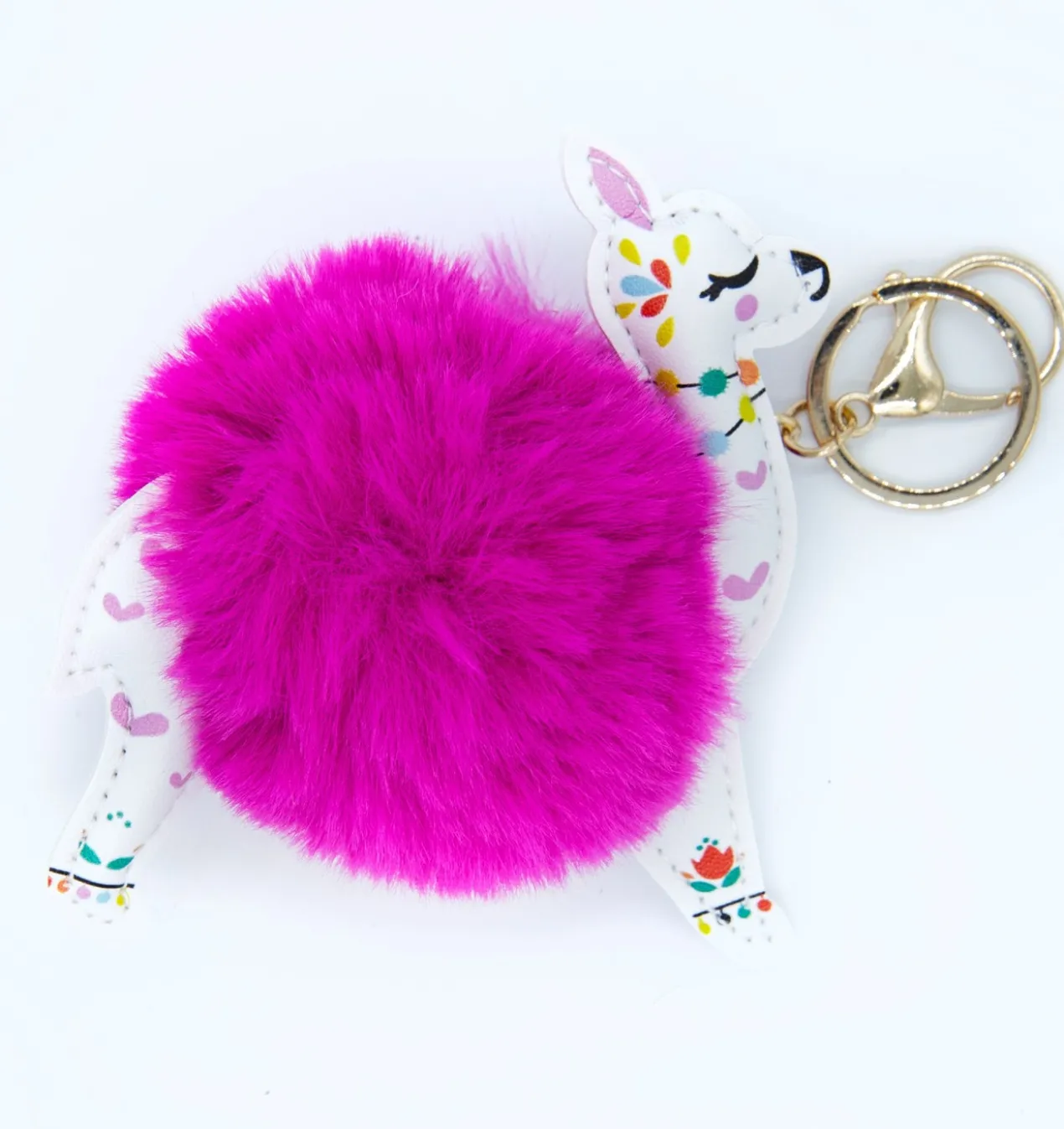 Porte-clés Boule de Poils Lama Fuchsia
