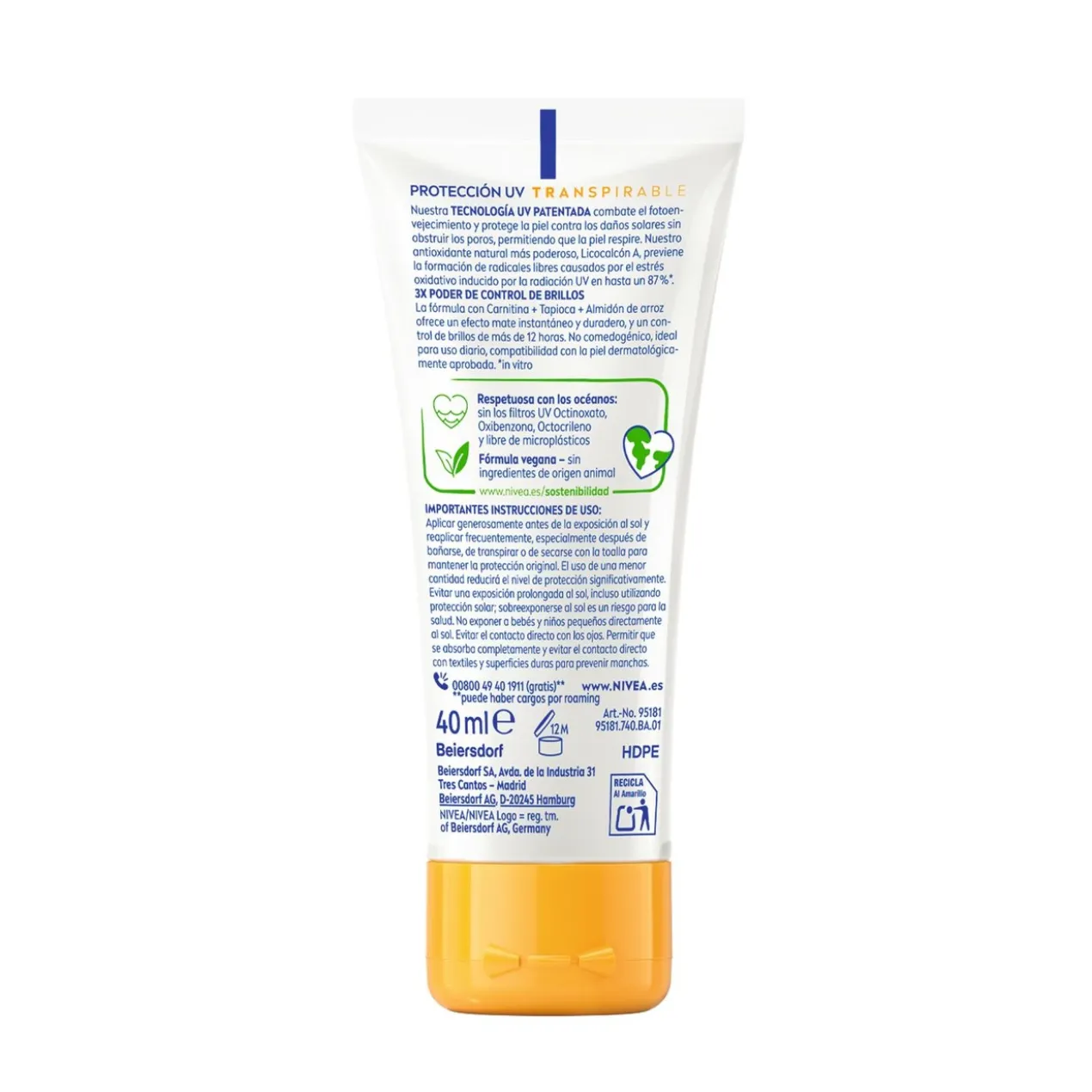 Protection Solaire Visage Matifiante SPF50+