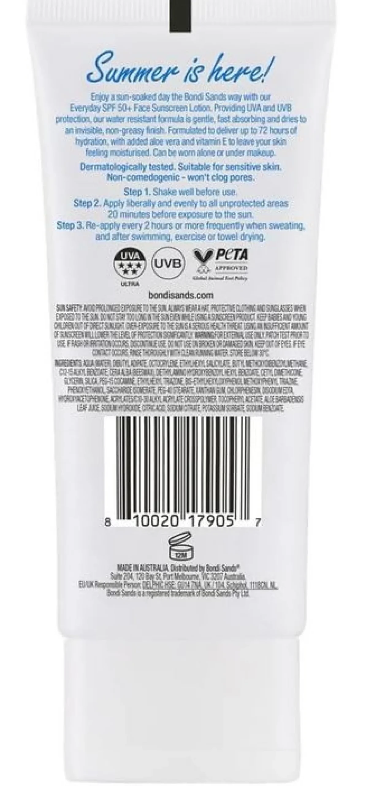 Protection Solaire Visage SPF 50+ Sans Parfum