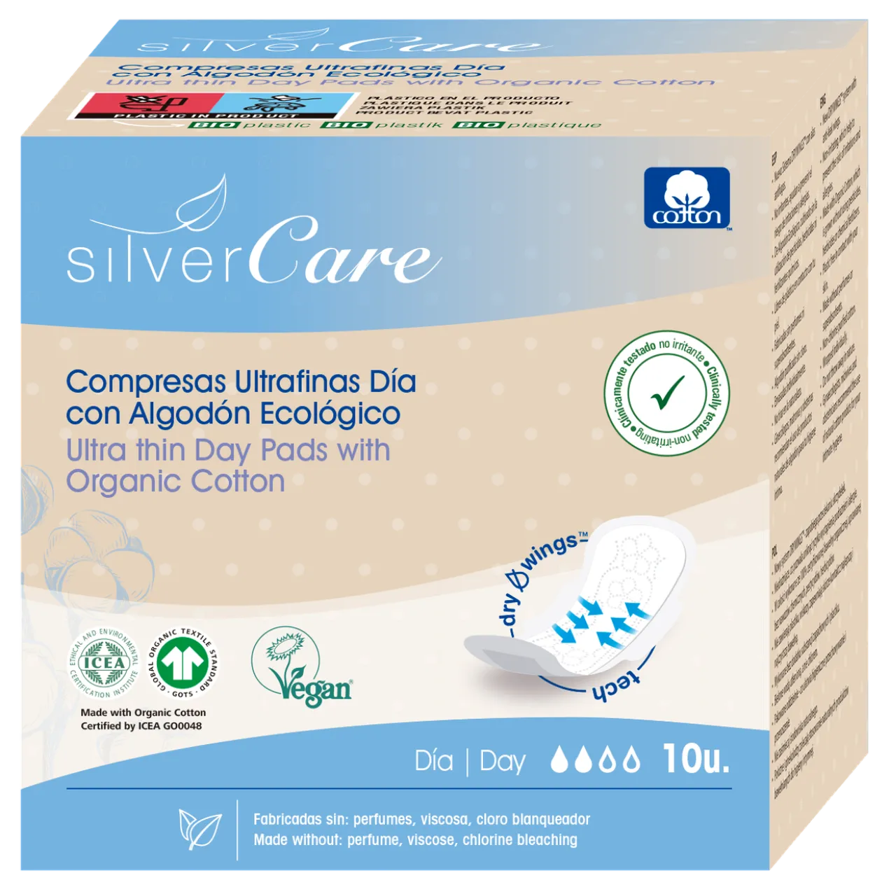 Serviettes hygiéniques écologiques de jour avec ailes