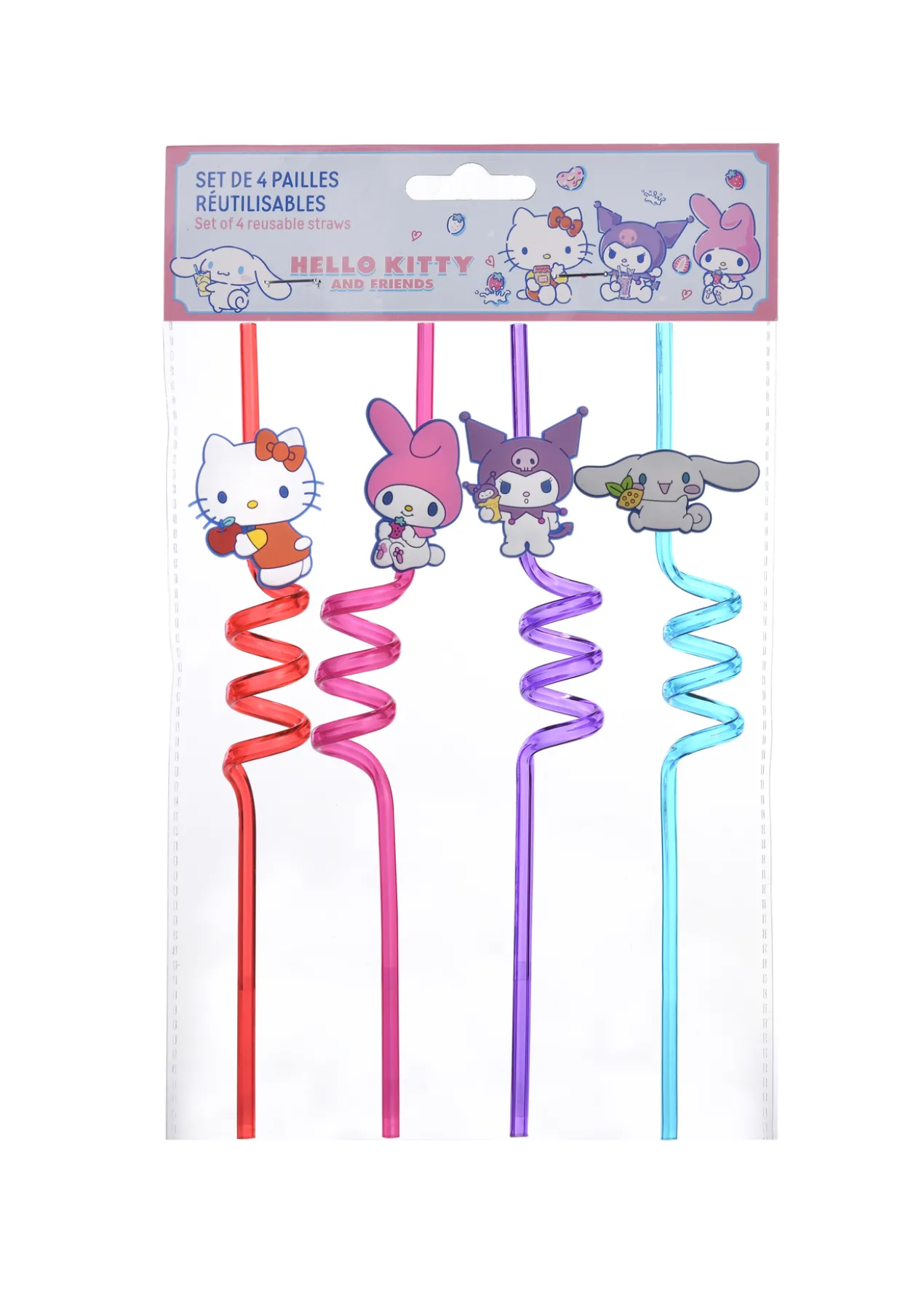 Set de Pailles Réutilisables Hello Kitty and Friends