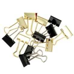 Set de 12 pinces métalliques noires et dorées