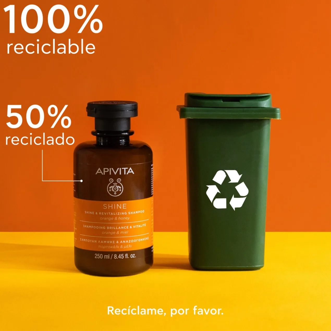 Shampoing éclat et vitalité orange et miel