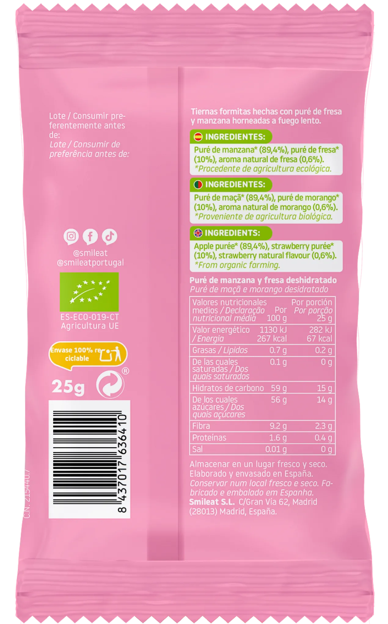 Snack de fraise et pomme biologique