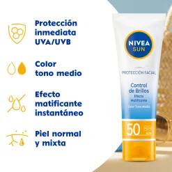 Sun Protection Faciale Contrôle des Brillances avec Couleur