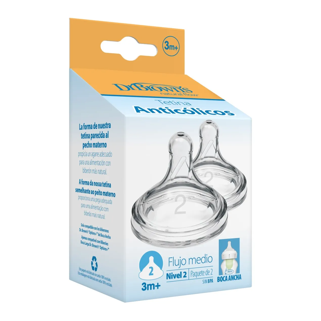 Tétine Options+ Niveau 2 Large Ouverture +3 Mois